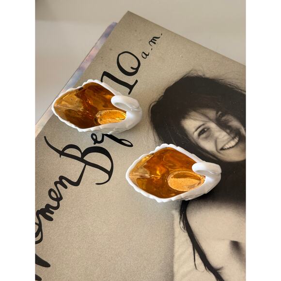 Set of 2 Vintage Fitz and Floyd Porcelain Swans with Gold Interior - RARE! - Picture 5 of 5